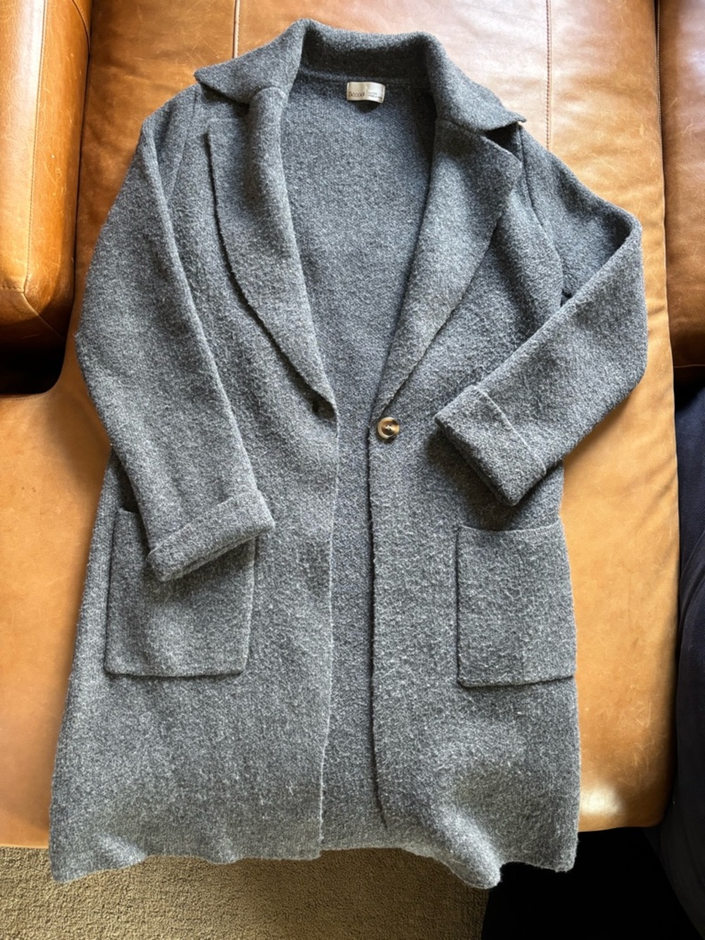 Be Cool Gray Cozy Wool-Blend Women's Long Cardigan Sweater